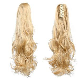 Blonde Highlights Curled Clip On Ponytail Hair Extensions  20 " New